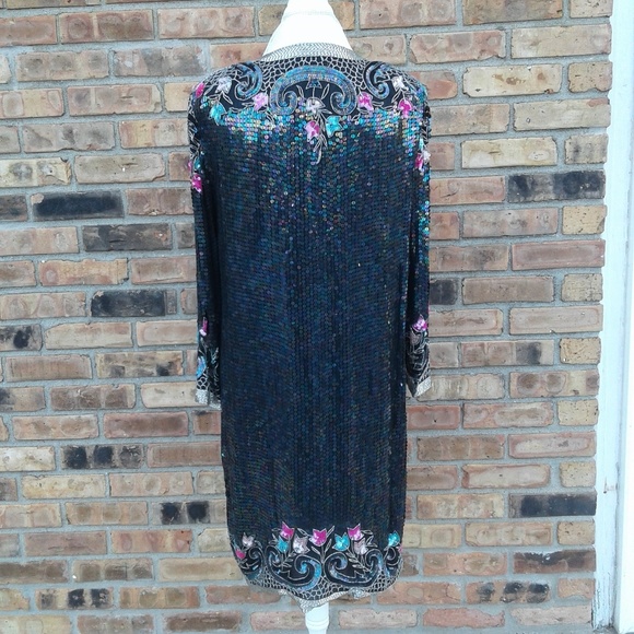 1980s Beaded Tunic/Dress Size Large - Picture 2 of 5